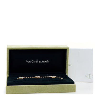 Van Cleef & Arpels 18K Yellow Gold Mother of Pearl 5 Motifs Vintage Alhambra Bracelet 5 of 5