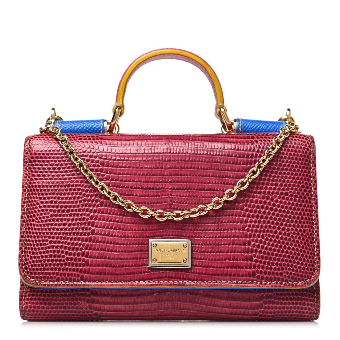 Dauphine Stampa Iguana Mini Miss Sicily Chain Phone Case Wallet Red Multicolor