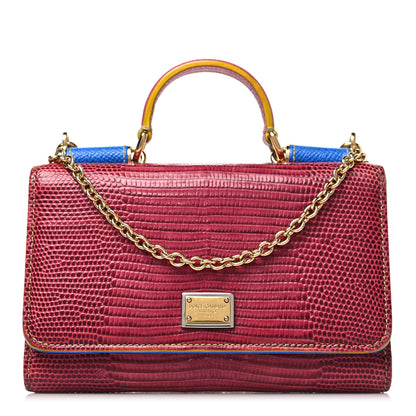 Dolce & Gabbana Dauphine Stampa Iguana Mini Miss Sicily Chain Phone Case Wallet Red Multicolor 1 of 10