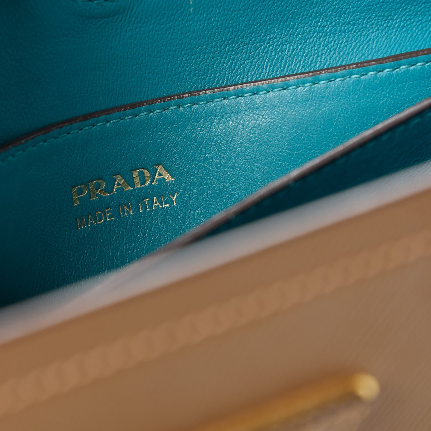 Prada Saffiano Cuir Medium Double Bag Cannella Turquoise 8 of 9