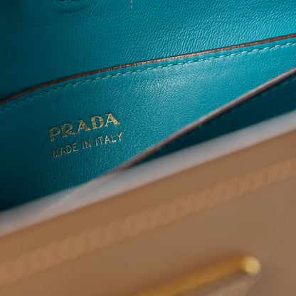 Prada Saffiano Cuir Medium Double Bag Cannella Turquoise 8 of 9