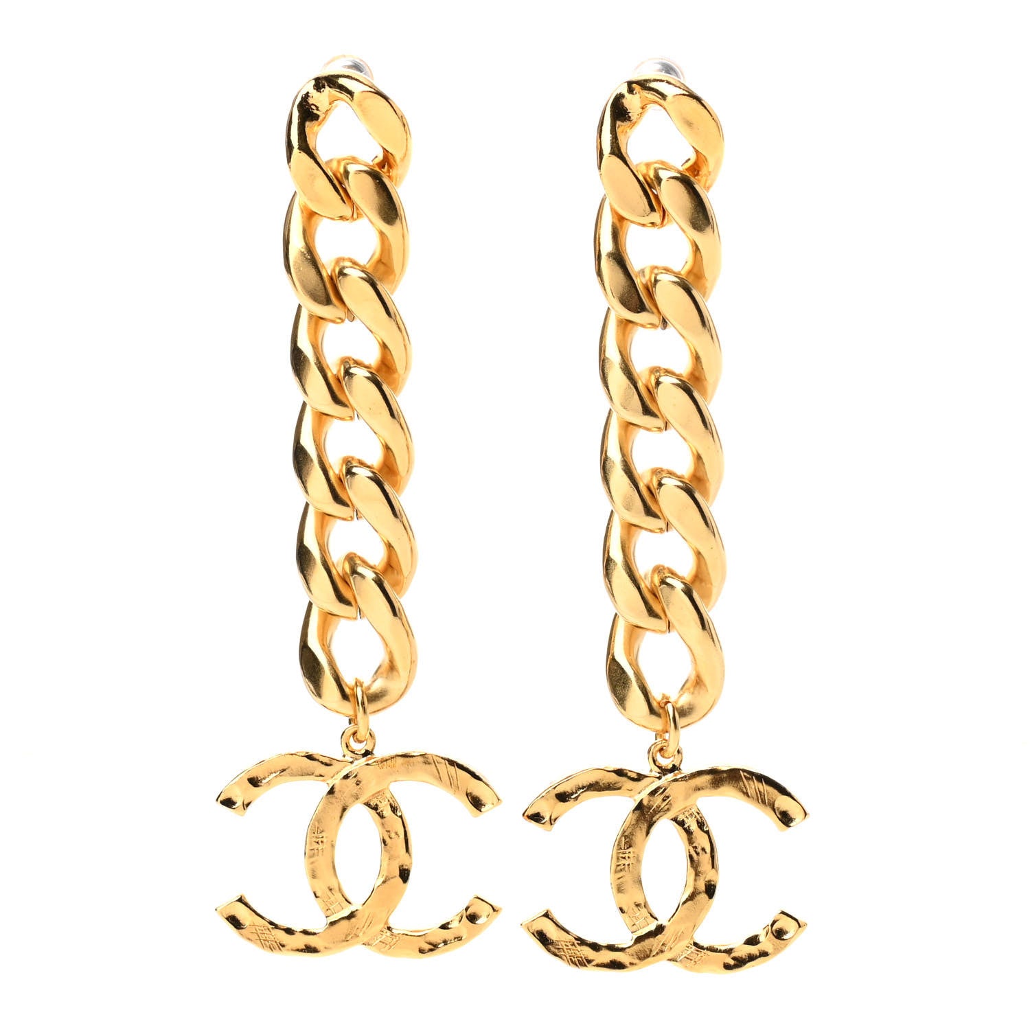 Chanel Metal CC Pick Drop Earrings Gold 1 of 5