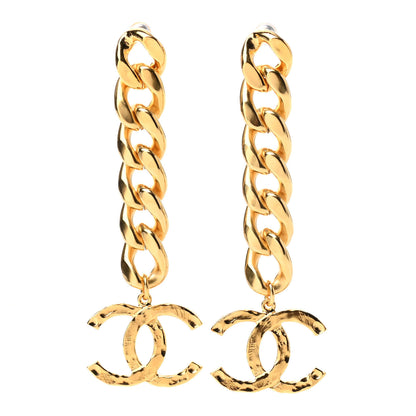 Chanel Metal CC Pick Drop Earrings Gold 1 of 5
