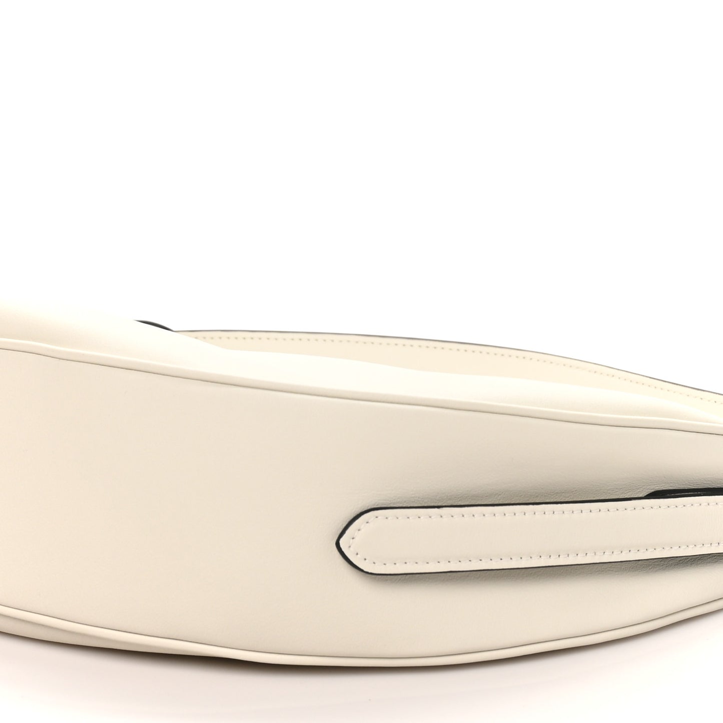 Soft Grain Calfskin Large Demi-Lune Shoulder Bag White