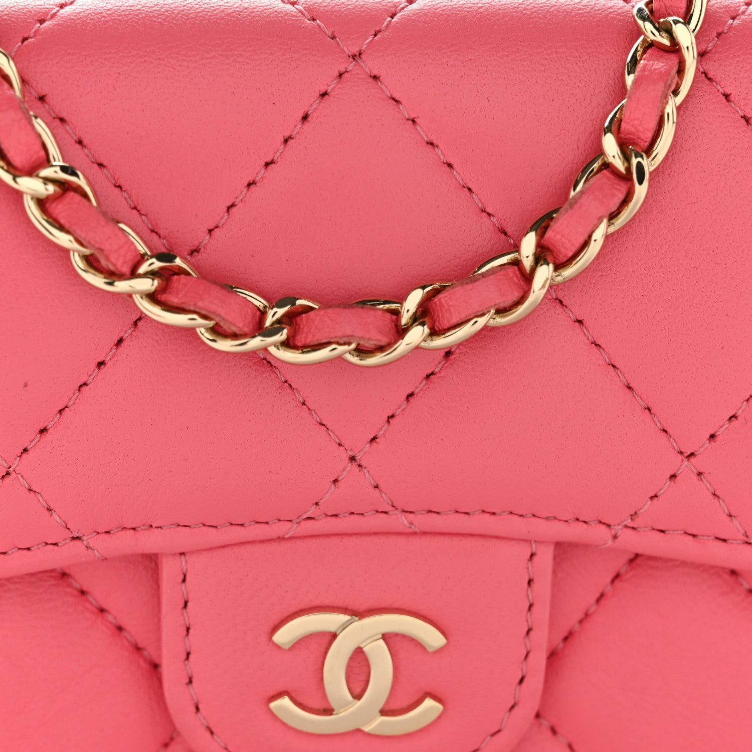 Chanel Lambskin Quilted Mini Chain Belt Bag Pink 9 of 11