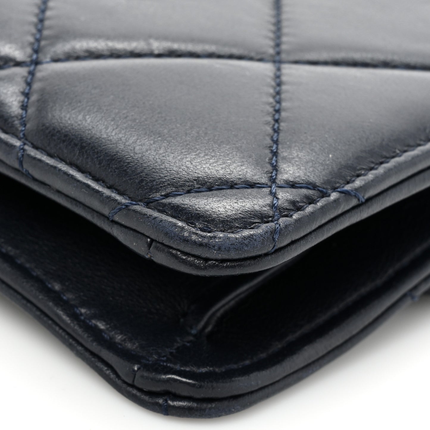 Lambskin Quilted Large Golden Class Flap Navy