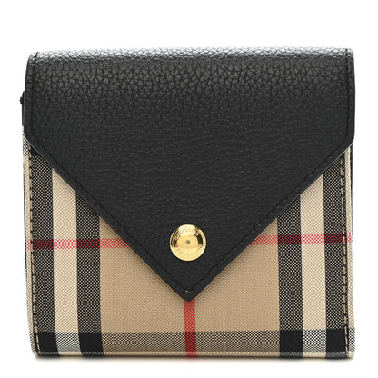 Burberry Grainy Calfskin Vintage Check Lila Tri-Fold Wallet Black 1 of 7