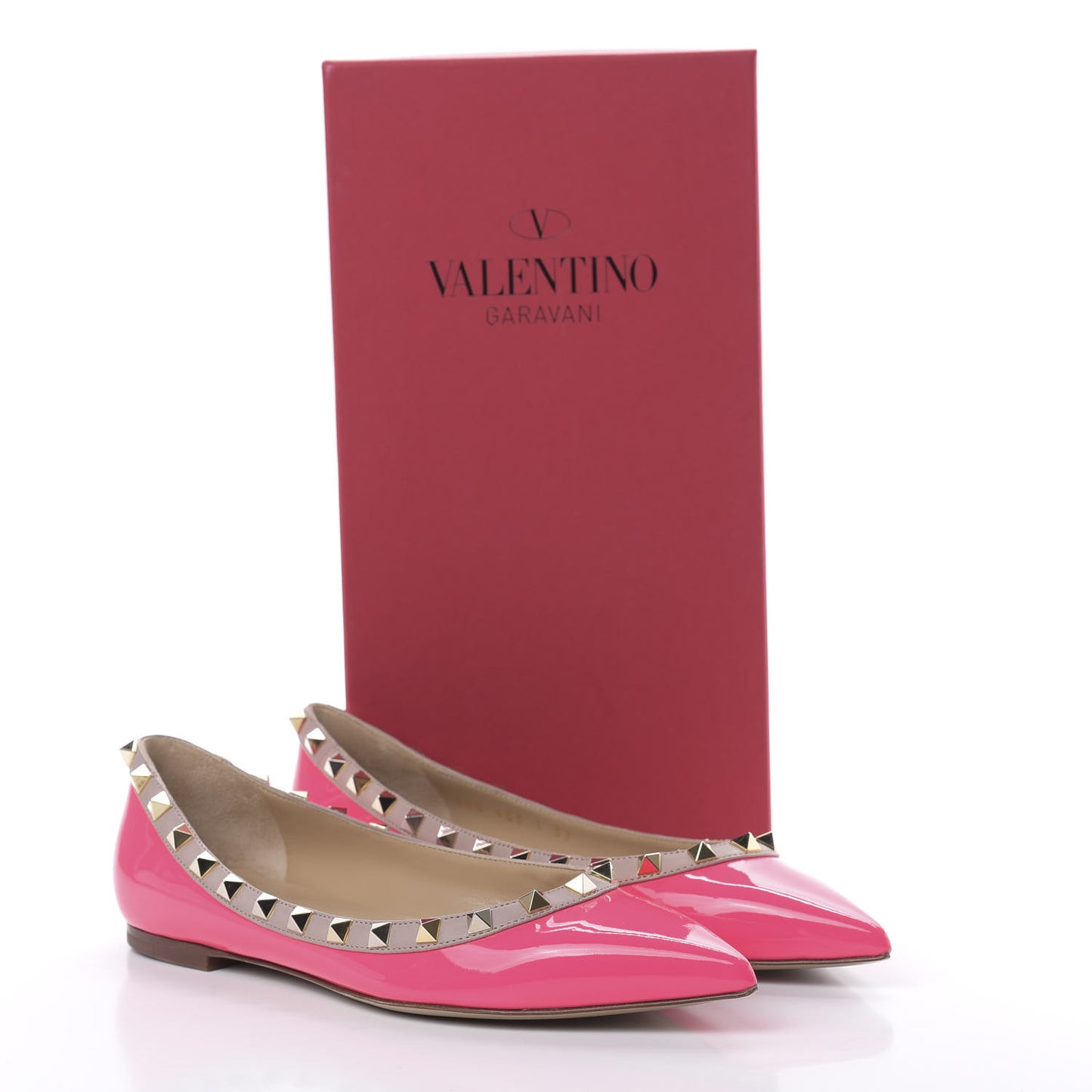 Patent Rockstud Ballerina Flats 37 Peony Poudre