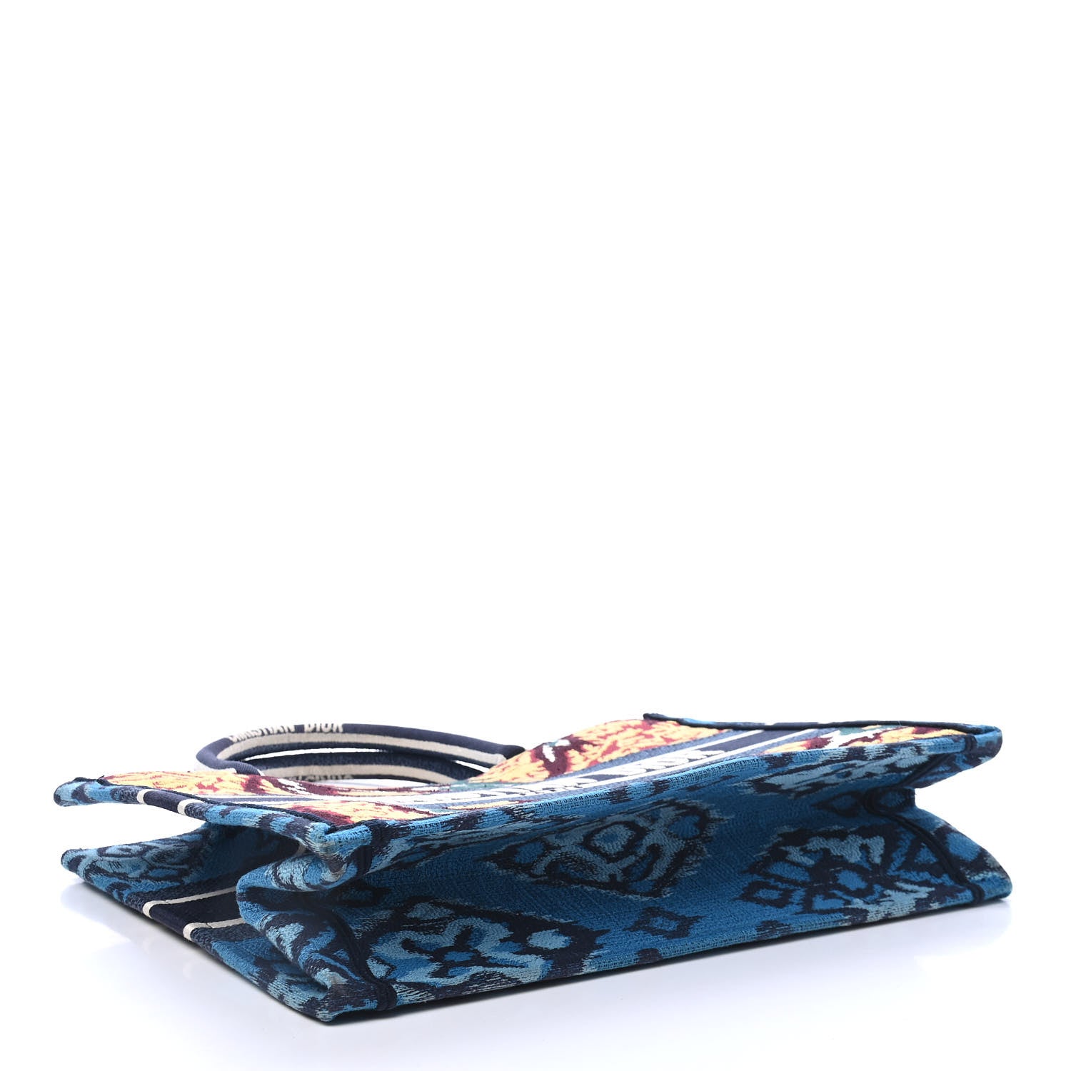Christian Dior Canvas Embroidered Paisley Medium Book Tote Blue Multicolor 3 of 4