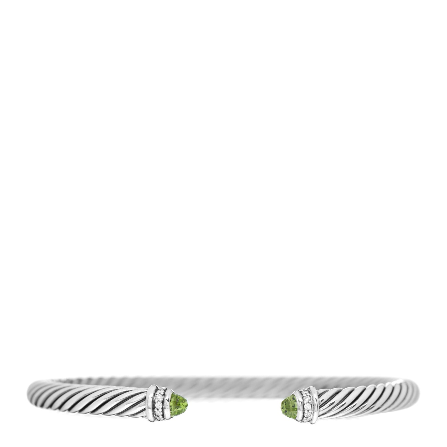 Sterling Silver Diamond Peridot 5mm Cable Classics Bracelet