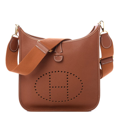 Hermes Taurillon Clemence Evelyne III PM Gold 1 of 9