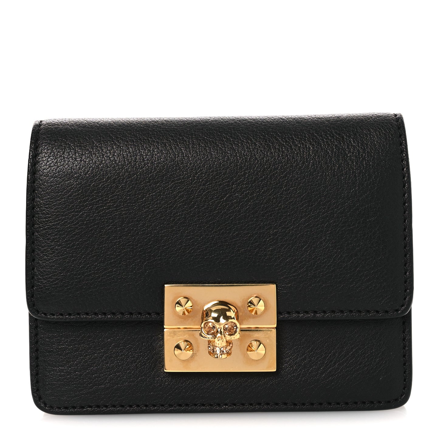 Calfskin Skull Mini Clutch Black