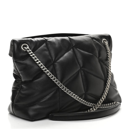 Saint Laurent Lambskin Quilted Medium Loulou Puffer Monogram Chain Satchel Black 3 of 10