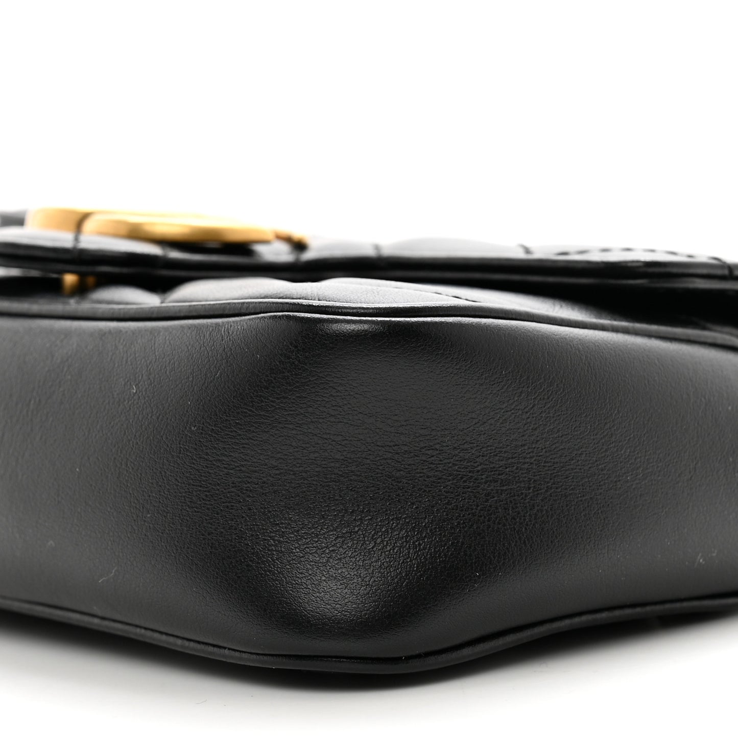 Calfskin Matelasse Super Mini GG Marmont Shoulder Bag Black
