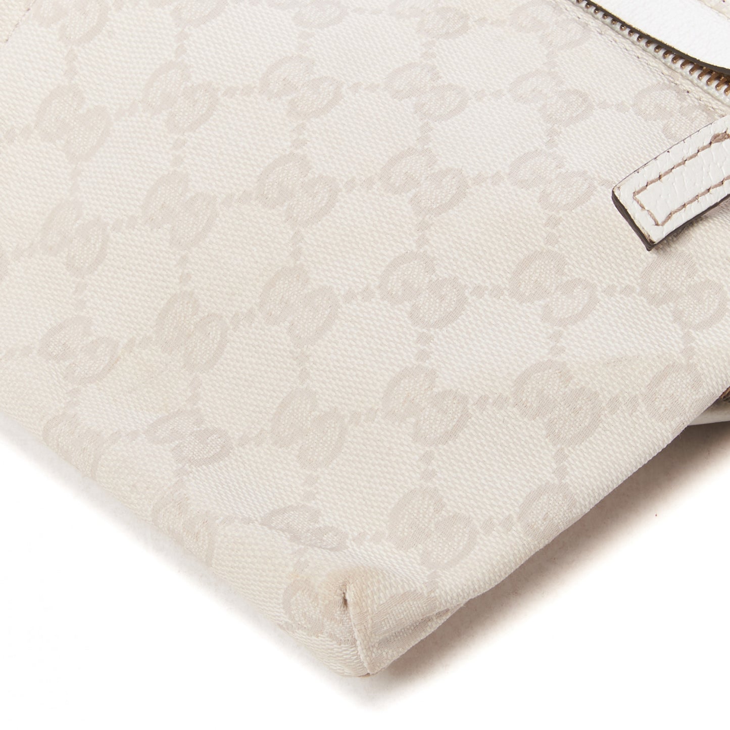 GG Monogram Web Double Pocket Belt Bag White