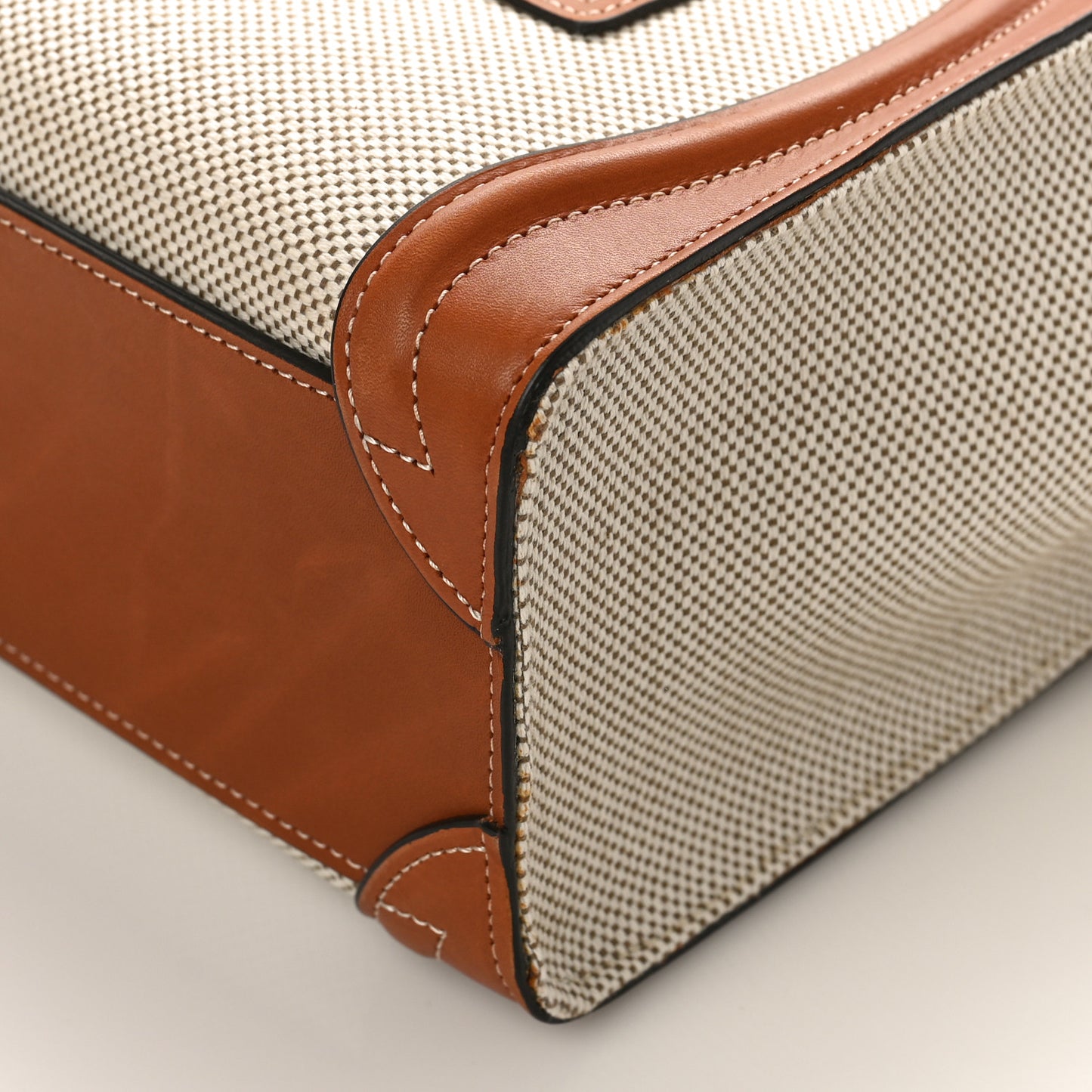 Textile Smooth Calfskin Nano Luggage Tan White