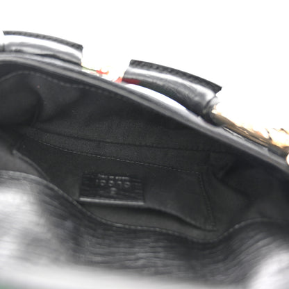Gucci Monogram Web Horsebit Chain Clutch Black 5 of 11