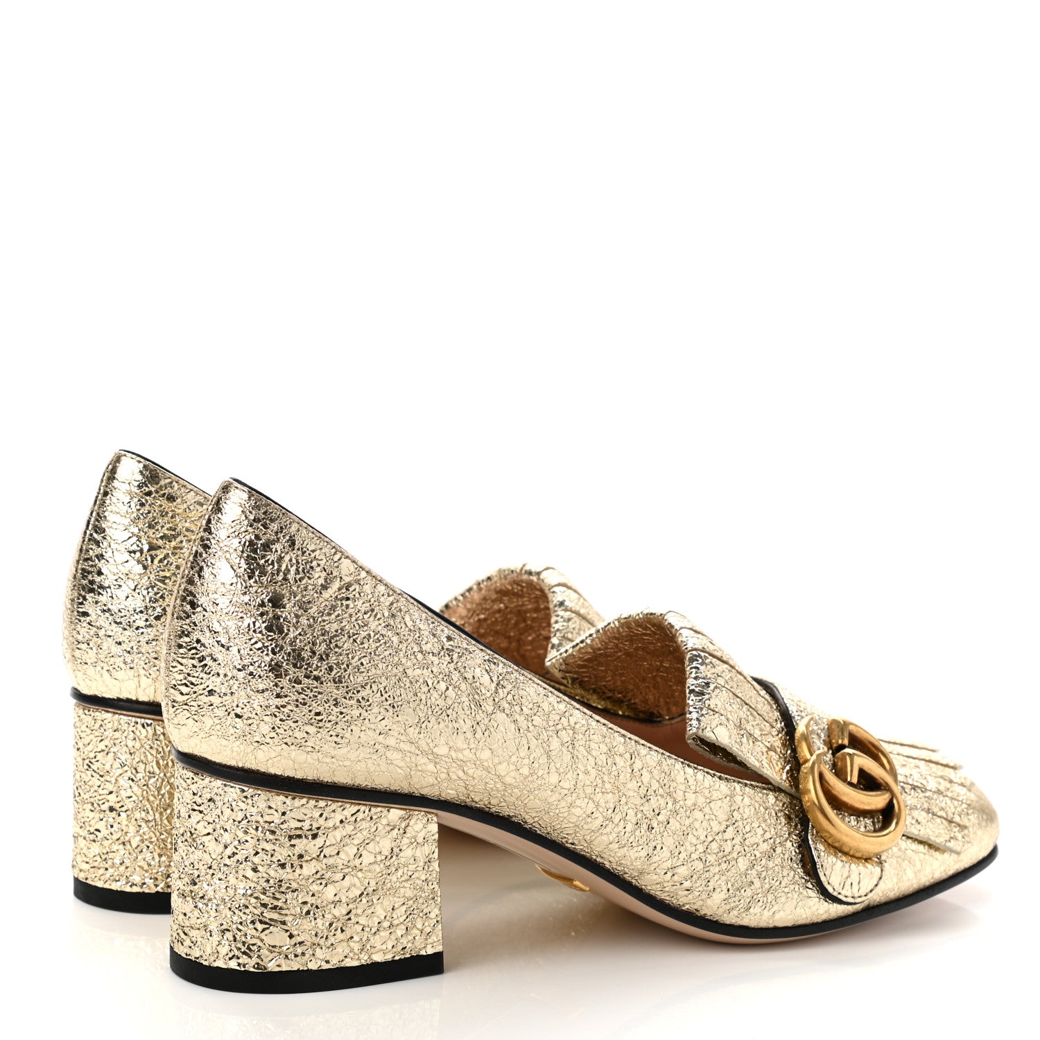 Gucci Galassia GG Marmont Fringe 50mm Loafer Pumps 36.5 Platino 4 of 9
