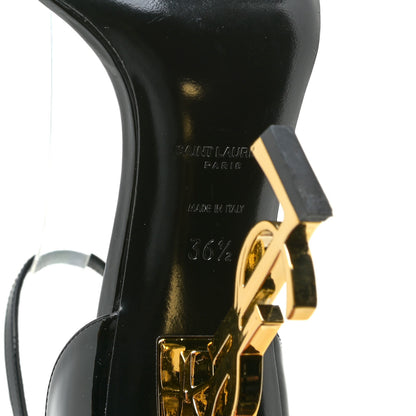 Saint Laurent Patent Calfskin Opyum 110 Sandals 36.5 Black Gold 6 of 8