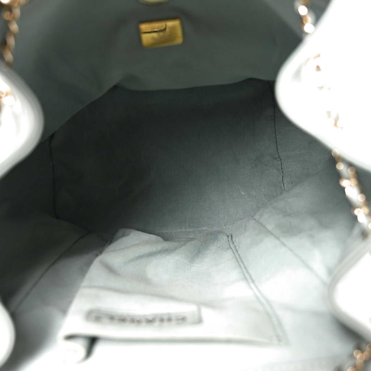 Chanel Lambskin Quilted Large Duma Drawstring Backpack Grey 5 of 10