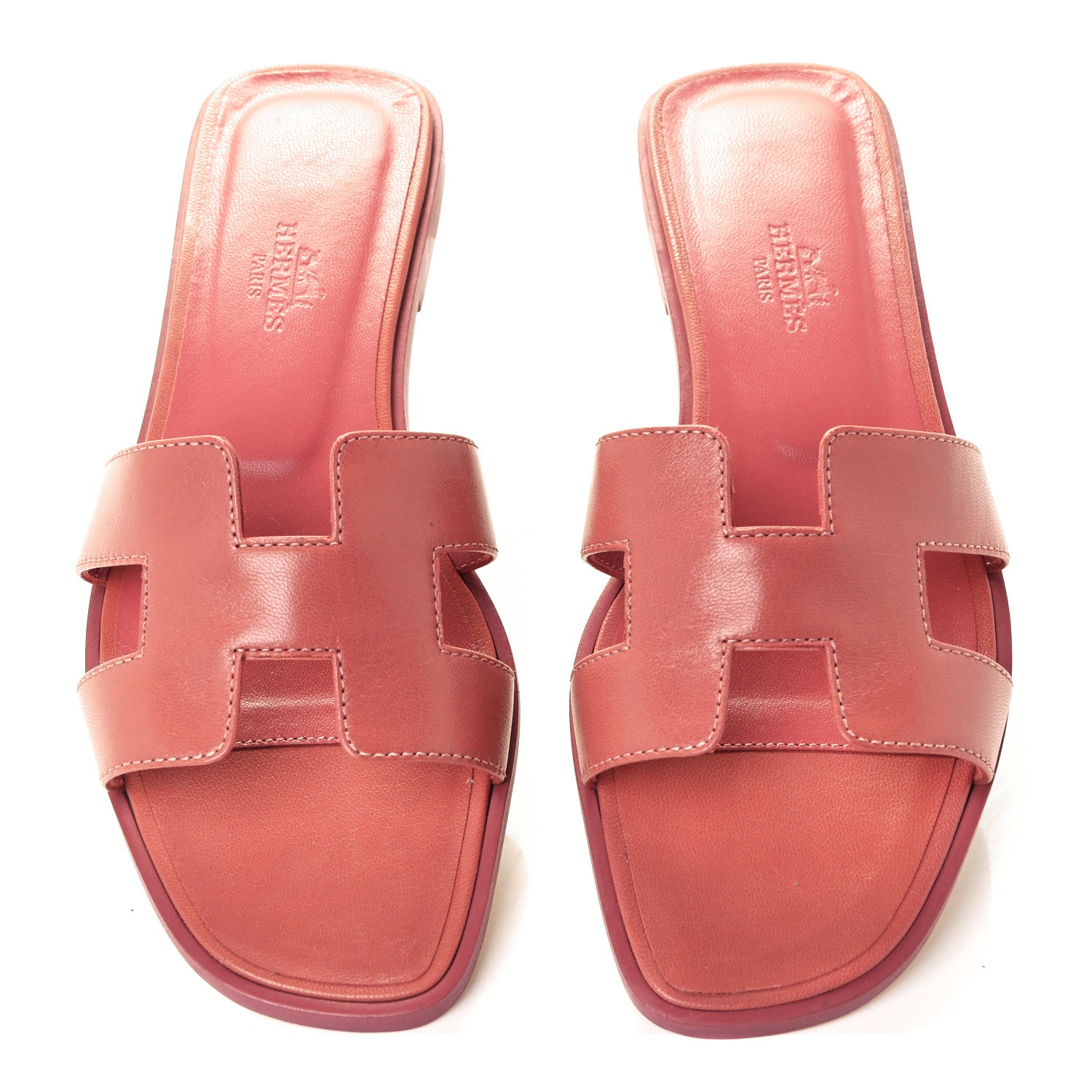 Hermes Goatskin Oran Sandals 36.5 Rouge Blush 4 of 11