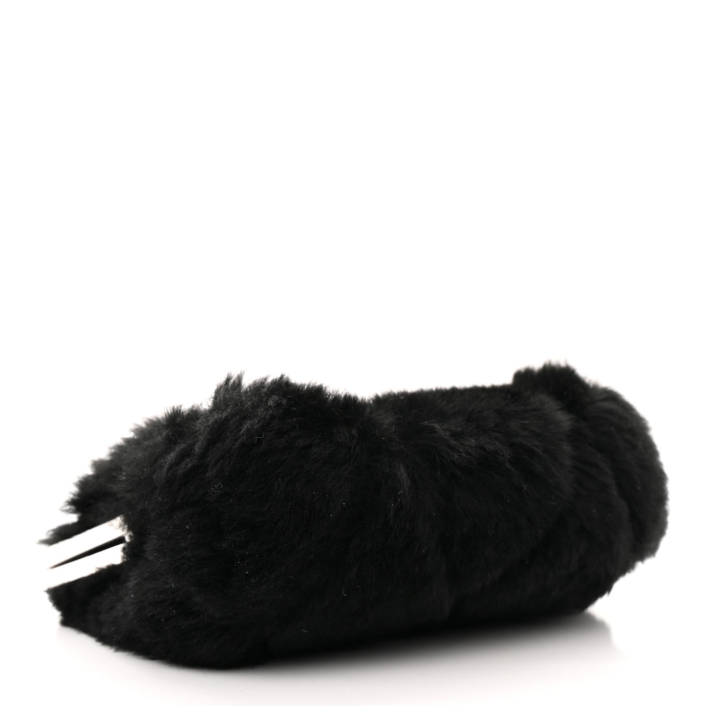 Shearling Sheepskin Lambskin Quilted Clutch With Chain Black