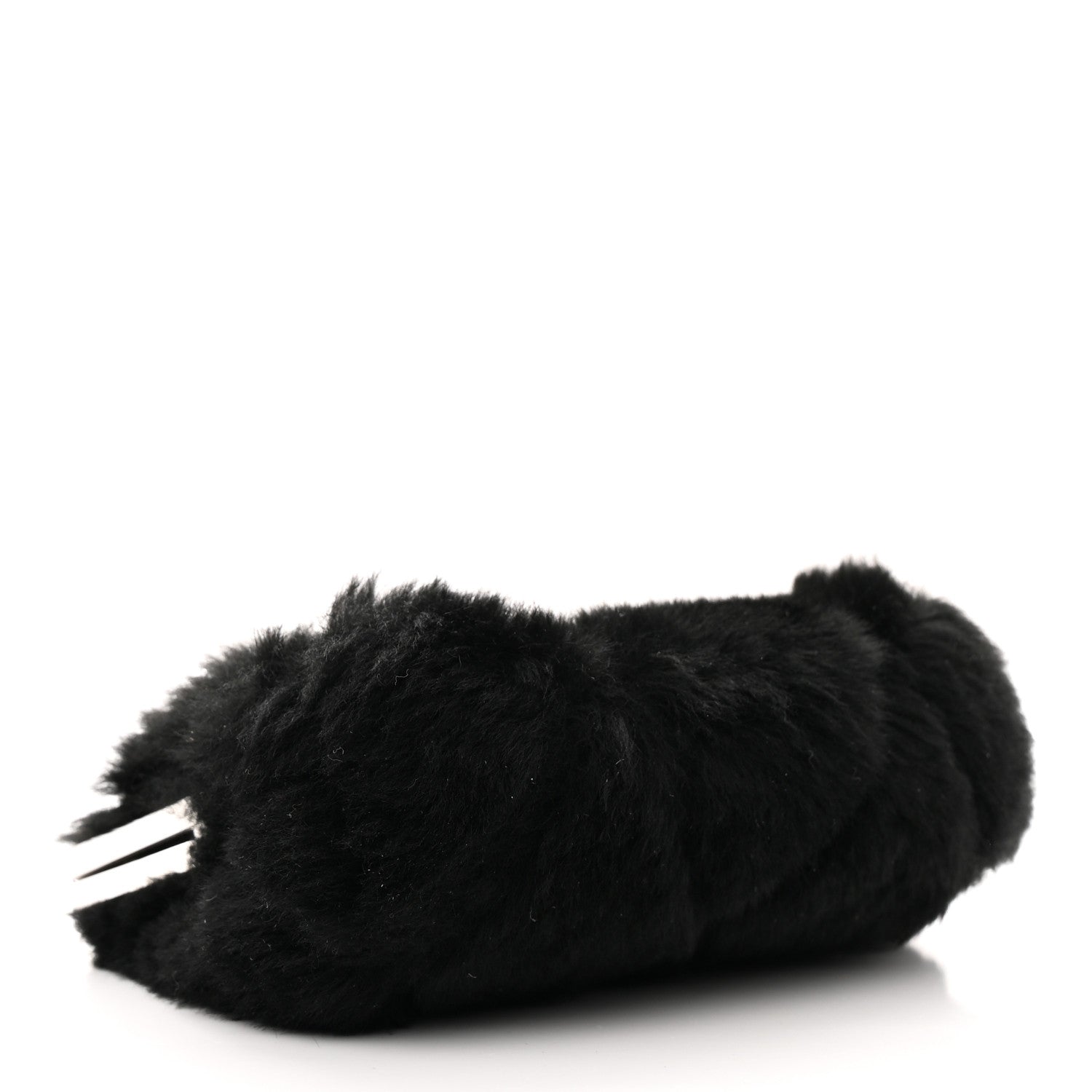 Chanel Shearling Sheepskin Lambskin Quilted Clutch With Chain Black 4 of 10