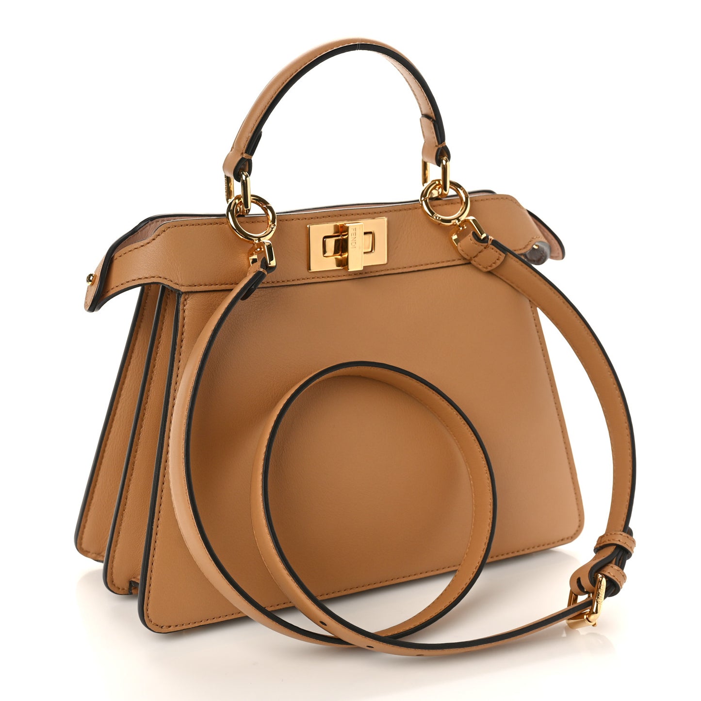 Vitello Seta Nappa Bi-Color Small Peekaboo I SEE U Satchel Miele Scuro Light Rose Ghianda