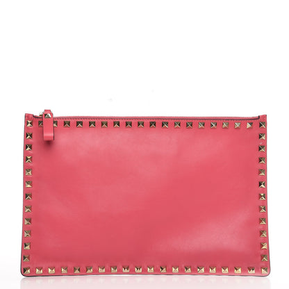 Valentino Garavani Vitello Large Rockstud Zip Pouch Deep Rose 1 of 7