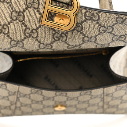 Balenciaga X GUCCI GG Supreme Monogram Small Hourglass Top Handle Bag Beige Ebony 5 of 10