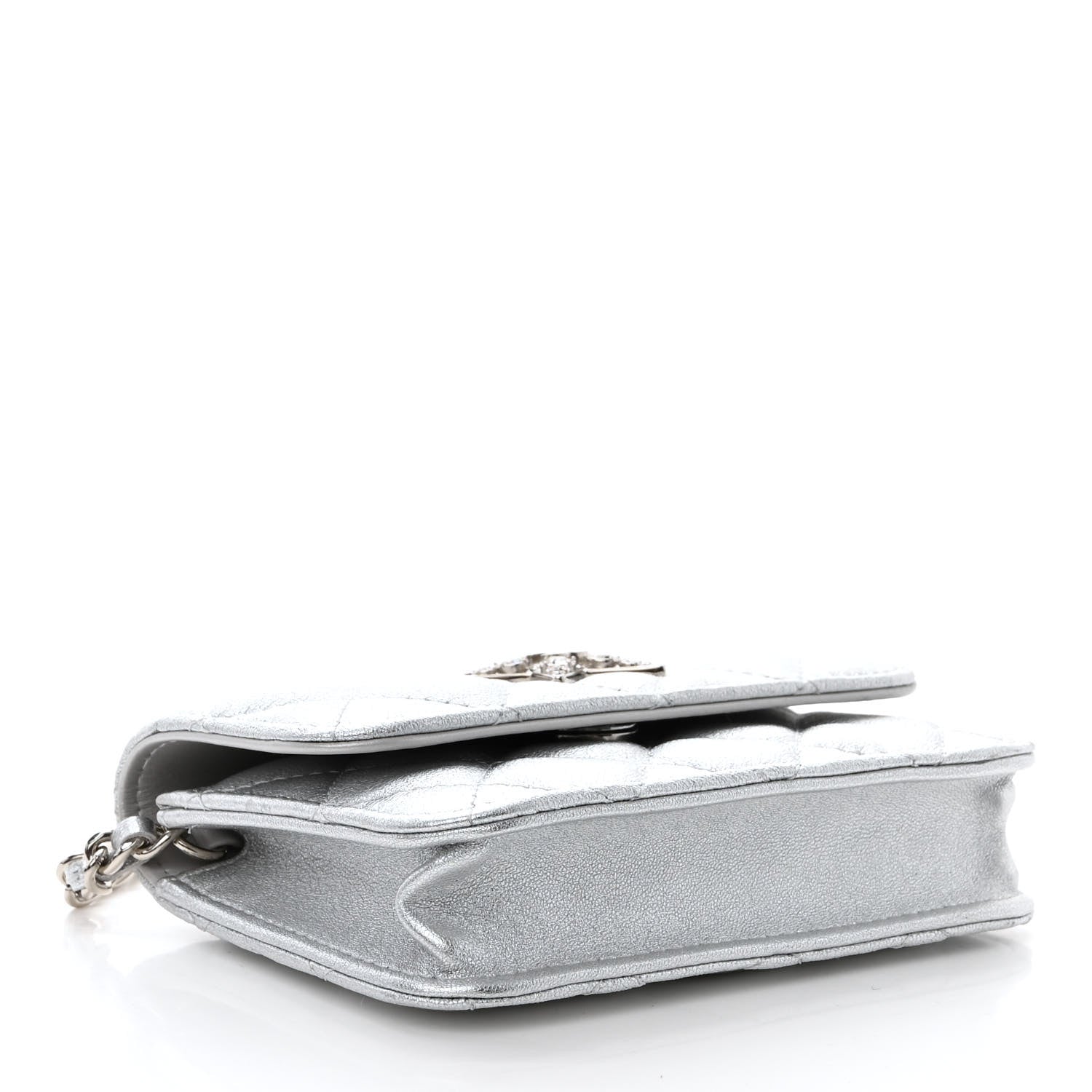 Chanel Metallic Lambskin Crystal Quilted Star Chain Belt Bag Silver 4 of 12