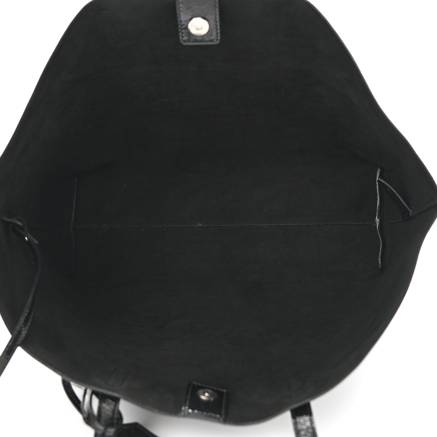 Patent Calfskin Large Shopping Tote Black