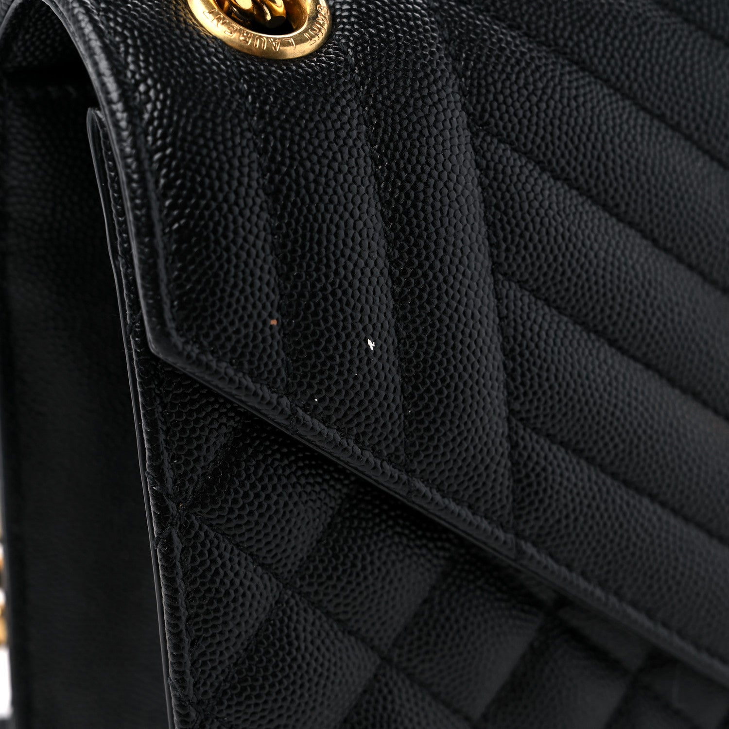 Saint Laurent Grain De Poudre Textured Mixed Matelasse Triquilt Medium Monogram Satchel Black 13 of 13
