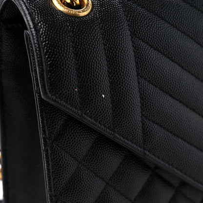 Saint Laurent Grain De Poudre Textured Mixed Matelasse Triquilt Medium Monogram Satchel Black 13 of 13