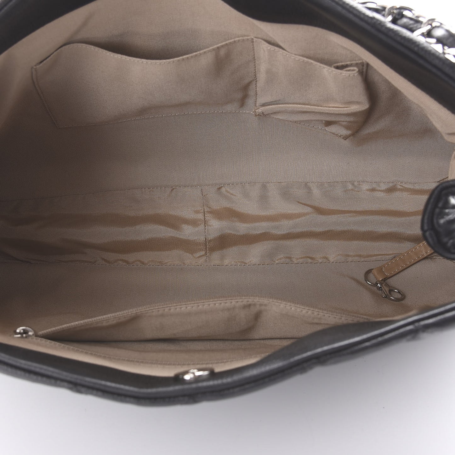 Caviar Quilted Expandable Zip Shoulder Bag Black