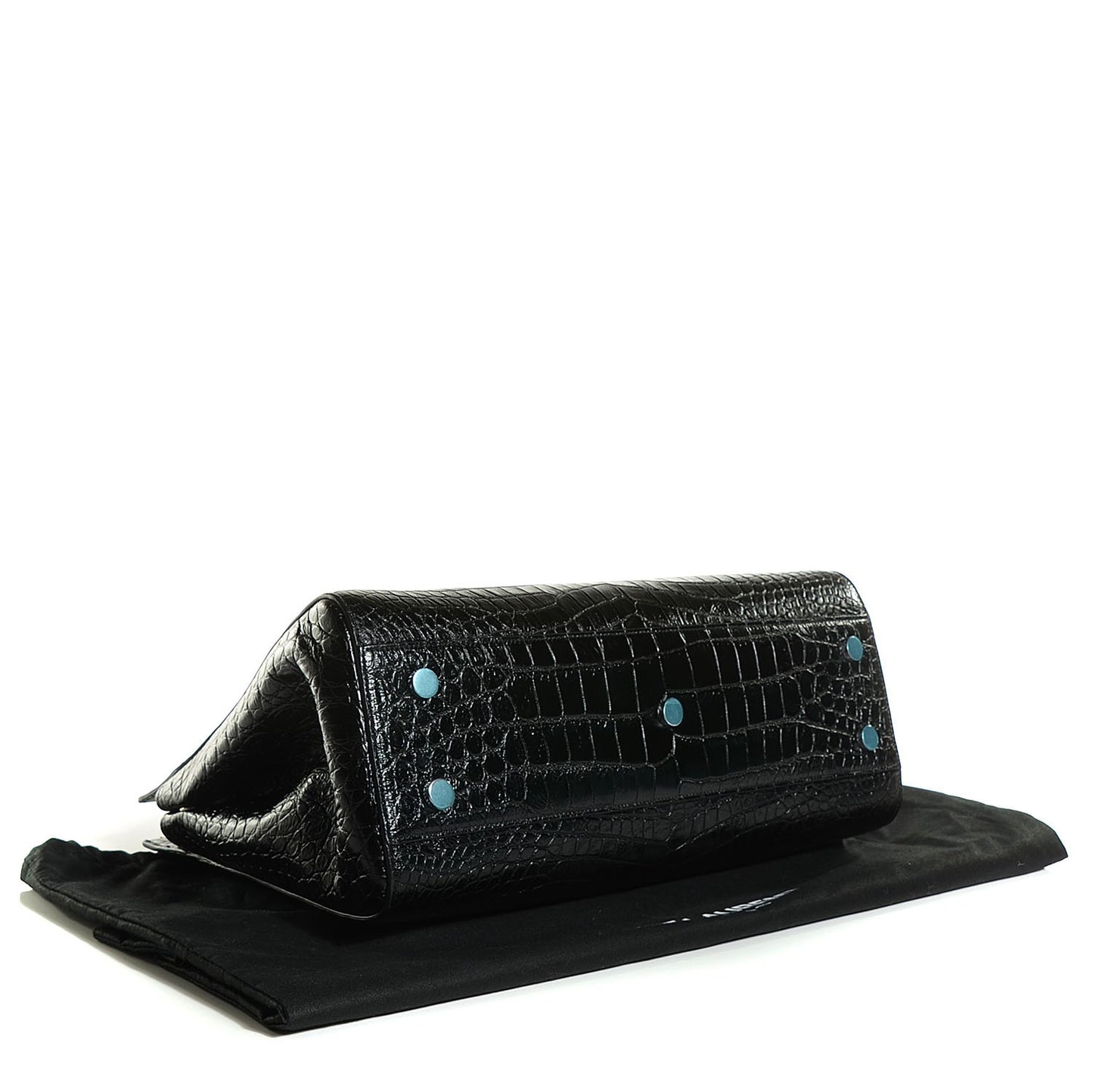 Crocodile Embossed Medium Cabas Rive Gauche Black