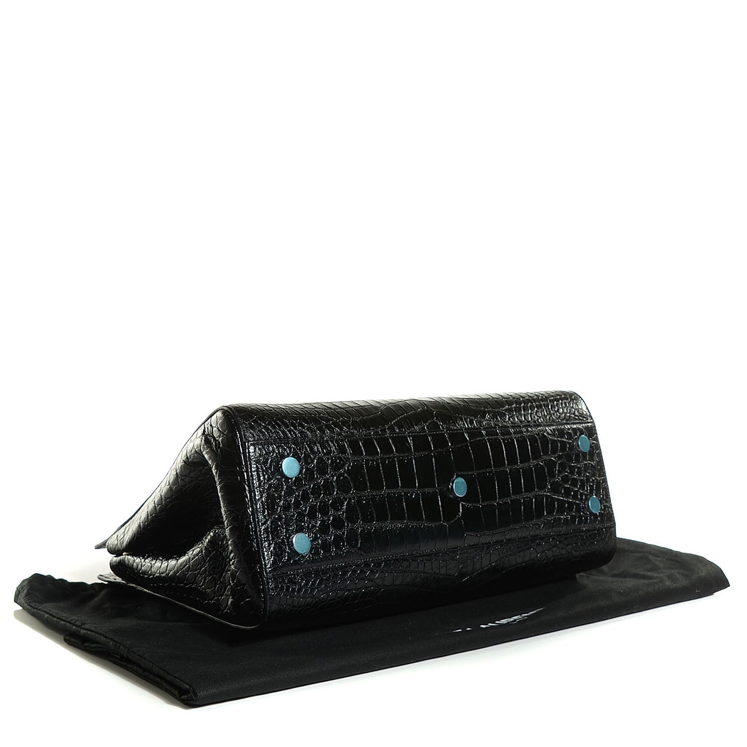 Saint Laurent Crocodile Embossed Medium Cabas Rive Gauche Black 4 of 10