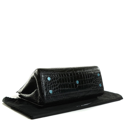 Saint Laurent Crocodile Embossed Medium Cabas Rive Gauche Black 4 of 10