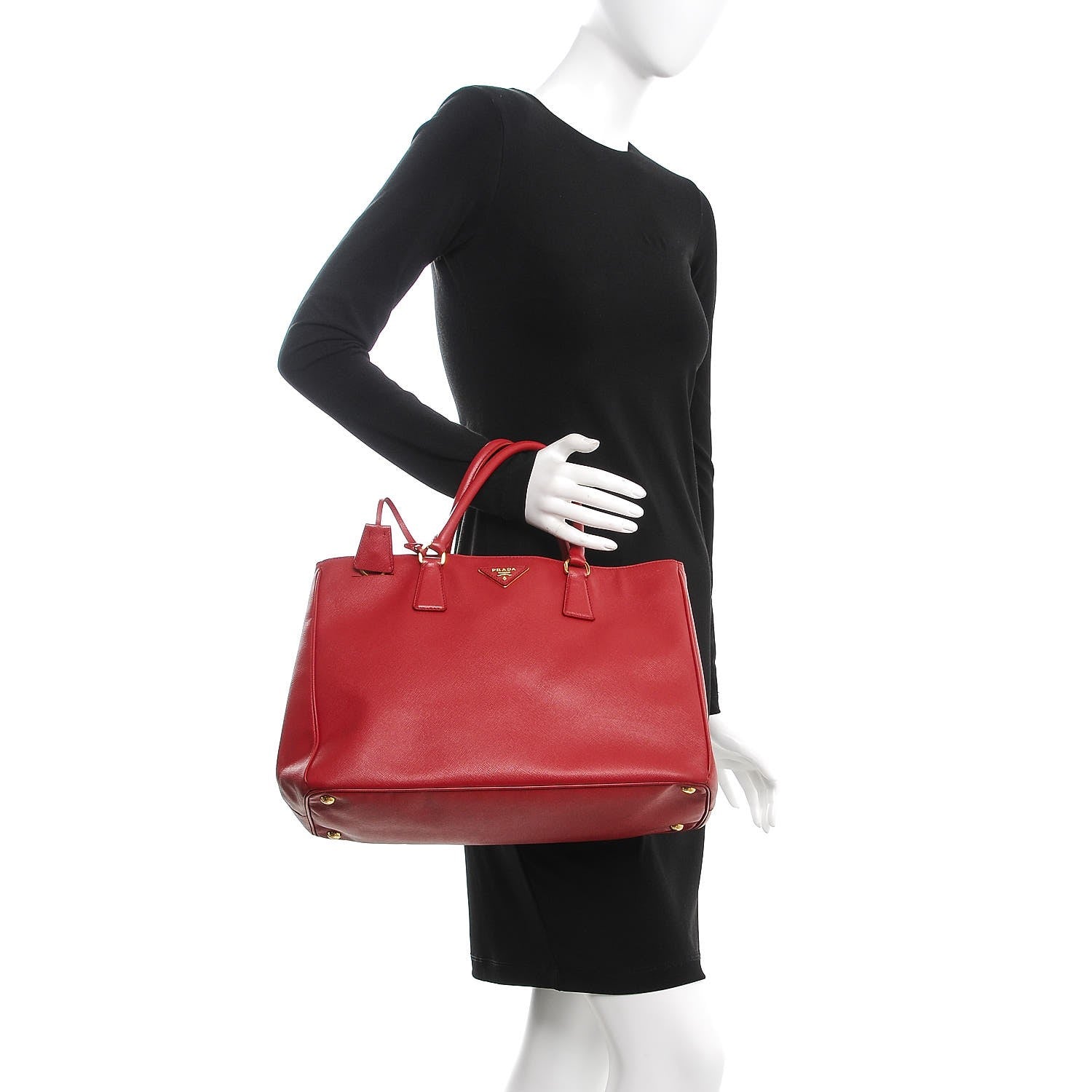 Prada Saffiano Lux Large Tote Fuoco 2 of 17