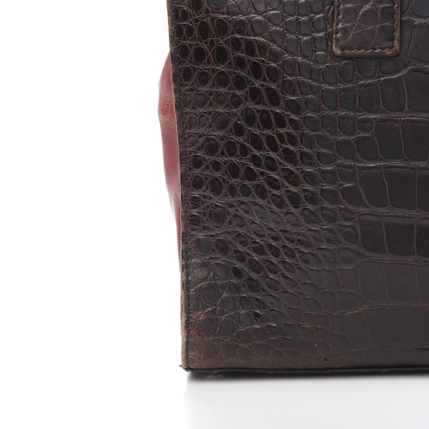 Alligator Calfskin Tote Dark Brown