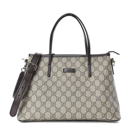 Gucci GG Supreme Monogram Small Zippered Tote Dark Brown 1 of 9