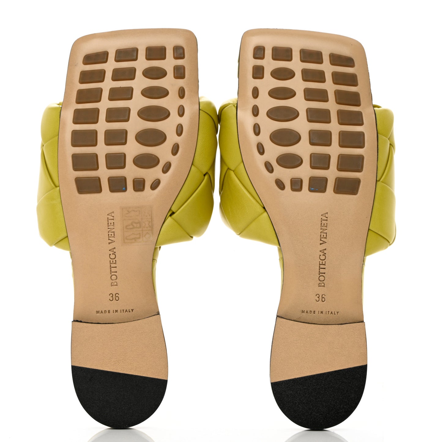 Nappa Maxi Intrecciato Lido Flat Sandals 36 Acid