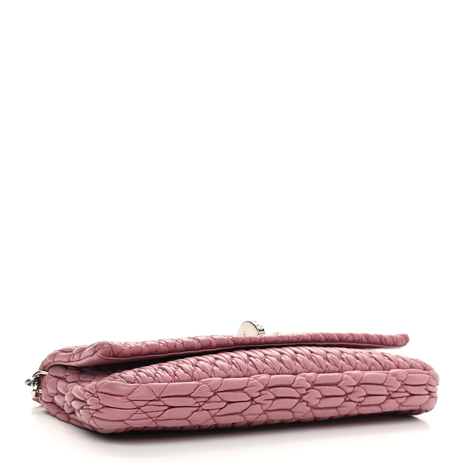 Miu Miu Nappa Matelasse Crystal Flap Clutch Rosa 4 of 12