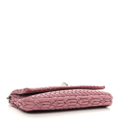 Miu Miu Nappa Matelasse Crystal Flap Clutch Rosa 4 of 12