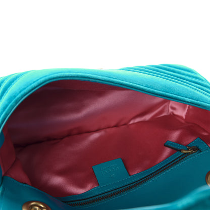 Gucci Velvet Matelasse Small GG Marmont Shoulder Bag Pavone Cyan 5 of 10