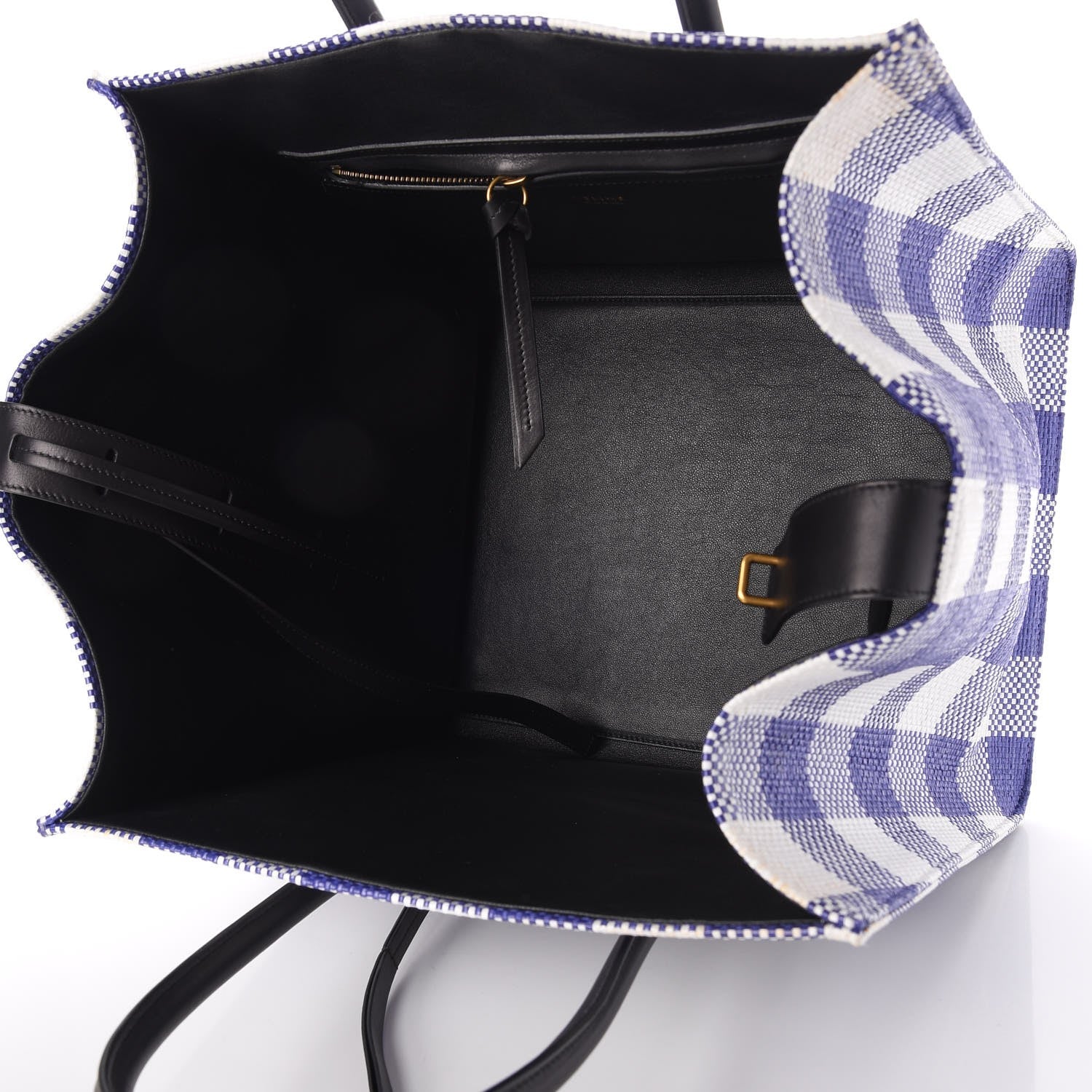 Celine Gingham Woven Medium Phantom Luggage Cobalt 5 of 10