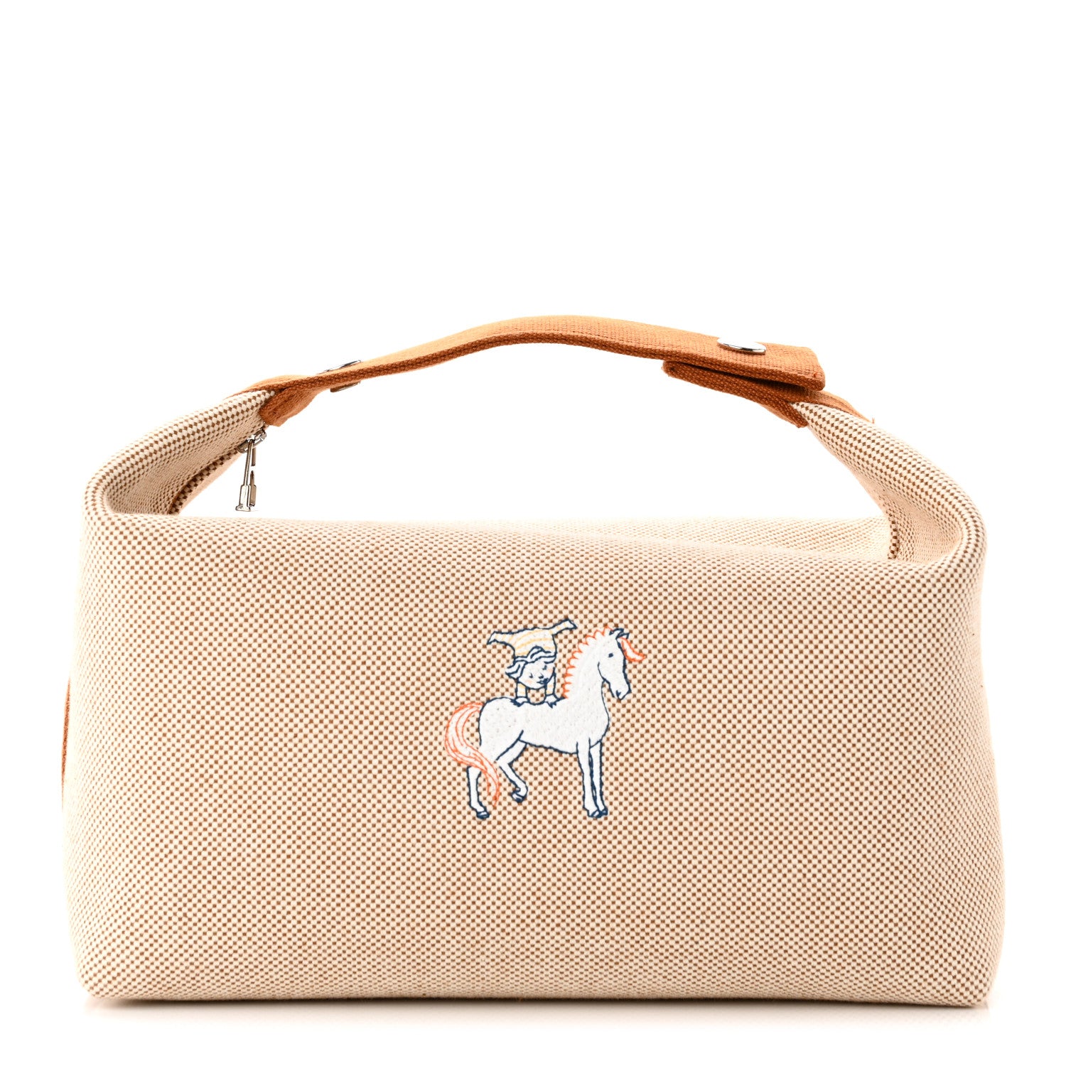 Hermes Canvas Large Bride-A-Brac Cabriole Case Biscuit 1 of 11