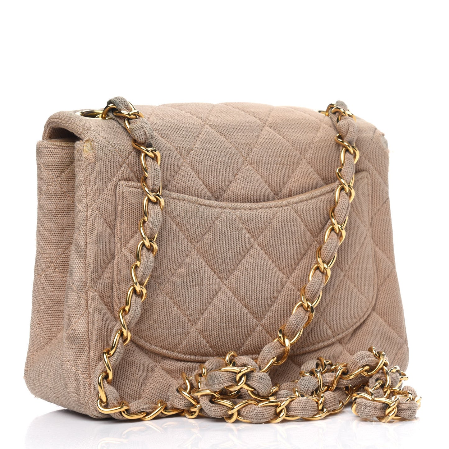 Jersey Quilted Mini Square Flap Beige