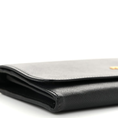 Prada Saffiano Metal Oro Chain Wallet Black 8 of 12