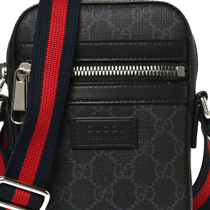 Gucci GG Supreme Monogram Appia Calfskin Web Small Camera Messenger Bag Black Grey 7 of 10